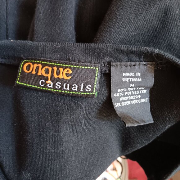 Medium Women's Top Onque Casuals Black Halloween Pumpkin Embroidered - Picture 3 of 3